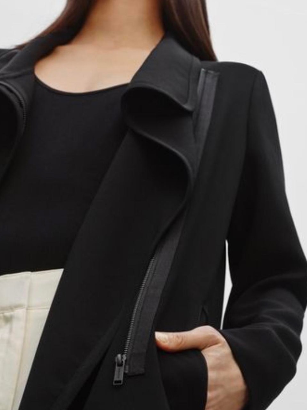 Babaton Black Open-Front Draped Trench Coat